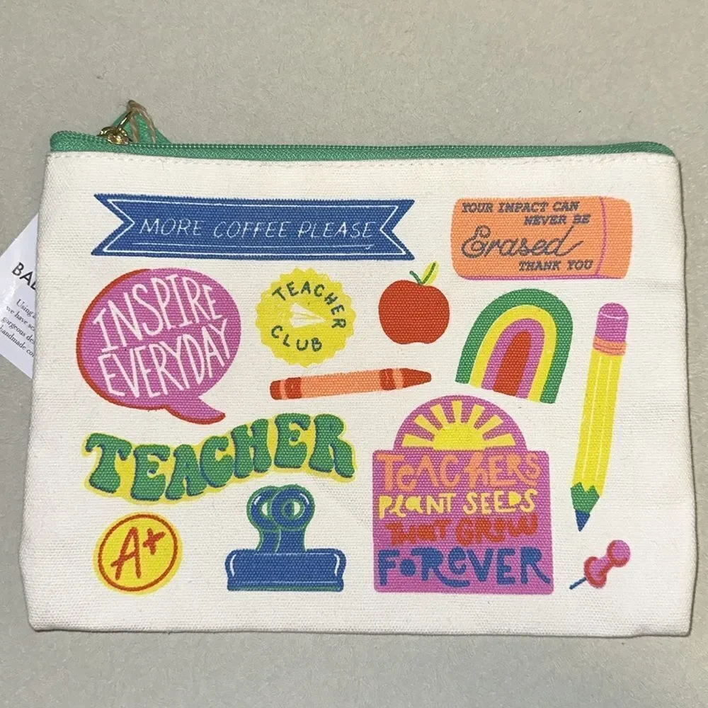 PS Exclusive Canvas Ivory Multi Teacher Badge Pouch